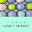 Image of happy easter sunday text over easter eggs in box