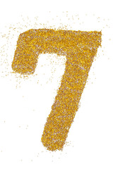 Wall Mural - number 7 in glitter of gold particle isolated