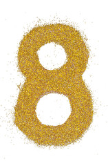 Wall Mural - number 8 in glitter of gold particle isolated