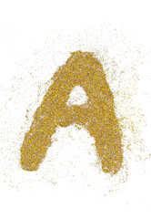 Wall Mural - letter a in glitter of gold particle isolated
