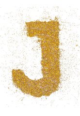 Wall Mural - letter j in glitter of gold particle isolated