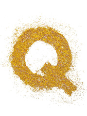 Wall Mural - letter q in glitter of gold particle isolated