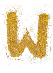 Wall Mural - letter w in glitter of gold particle isolated