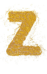 Wall Mural - letter z in glitter of gold particle isolated