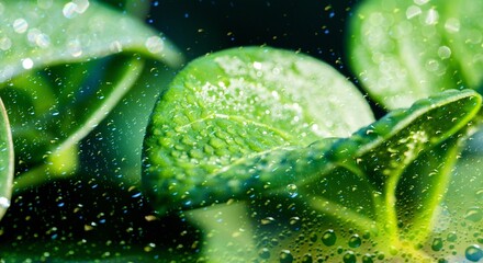 Poster - Green natural plant leaf background