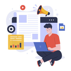 Wall Mural - flat design of content marketing strategy. illustration for websites, landing pages, mobile apps, po