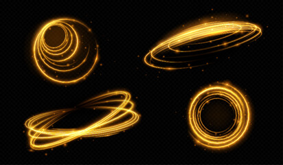 Wall Mural - luxury gold light lines with glitter and shine. abstract golden glow motion effect, magic flare trai