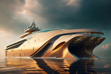 Wall Mural - futuristic yacht created using AI Generative Technology