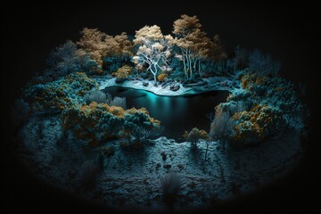 Wall Mural - Landscape in Nature at night. Generative ai.