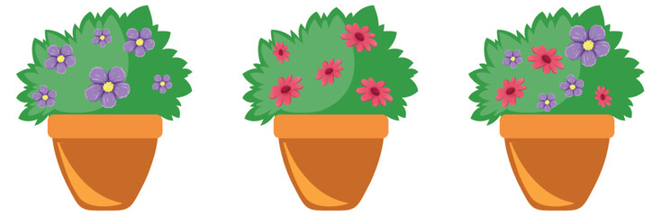 Wall Mural - Potted flower bush on white background