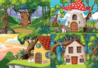 Wall Mural - Set of fairy tale house background