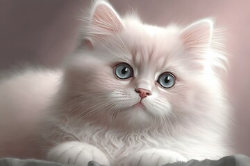 Wall Mural - white cat created using AI Generative Technology