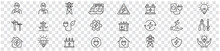Electricity Set Of Icons. Vector Icons In Flat Linear.