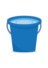 Vector Illustration Of A Bucket Filled With Water