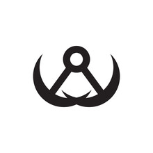 Two Anchor Logo Icon Illustration.