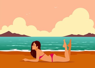 Wall Mural - girl on the beach