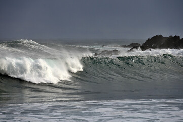 Poster - Seascape blue ocean, white wave