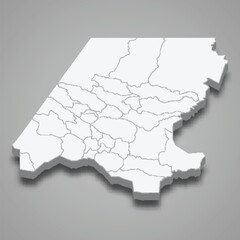 Naklejka na meble 3d isometric map of Huehuetenango is a province of Guatemala