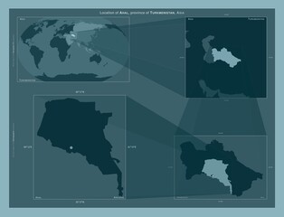 Ahal, Turkmenistan. Described location diagram