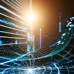 Background cyber digital world computer coding AI chatbot background futuristic future digital technology artificial intelligence automated. Computer programming knowledge concept. AI Generative