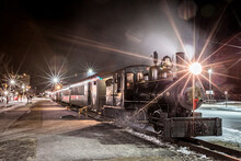 Polar Express Holiday Train Standing At Station In Portland For Christmas Season, USA