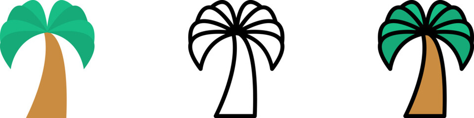 Poster - Palm, tree vector icon in different styles. Line, color, filled outline