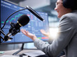 © Rethea B/peopleimages.com - Stock market podcast, microphone and live streaming of investment growth with radio presenter. Fintech influencer, stocks chat and trading information communication of social media online speaker
