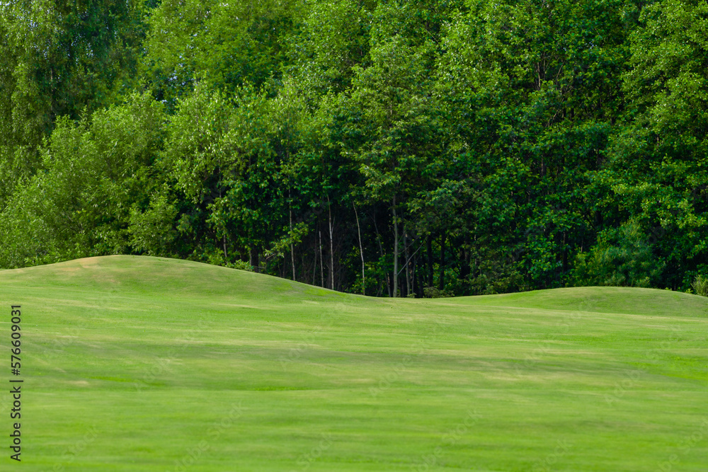 Header Course Landscape Grass sport field background. Horizontal sport and golf club, course ...