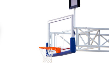 Wall Mural - New professional basketball hoop cage isolated on white background. Horizontal sport theme poster, greeting cards, headers, website and app