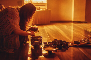 Wall Mural - Cacao ceremony, heart opening medicine. Ceremony space.