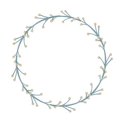 Wall Mural - Minimalistic greenery wreath. Round frame template for cards, wedding invitation, posters.