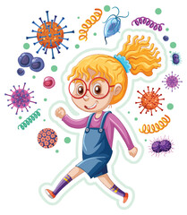 Poster - A girl surrounded by germs