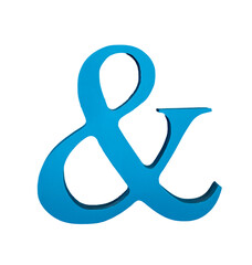 ampersand symbol in blue on transparent background