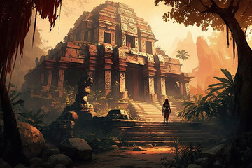 Glorious Ruins in the Aztec Region: An Captivating Illustration Generative AI