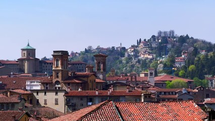 Canvas Print - The roofs and towers of Bergamo Alta, Italy