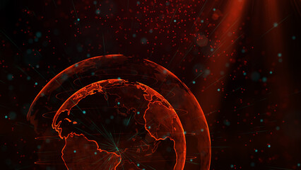 Wall Mural - Digital red planet of Earth, 3D animation