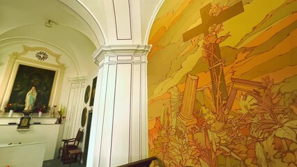 Canvas Print - Interior of Oratorio della Madonna del Buon Consiglio, Valle Maggia, Switzerland