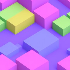 Wall Mural - Abstract 3D isometric cube pattern background with a pastel color palette, generative ai