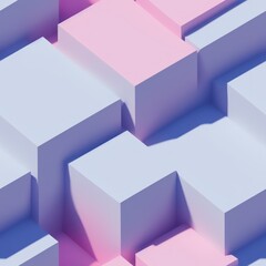 Sticker - Abstract 3D isometric cube pattern background with a pastel color palette, generative ai