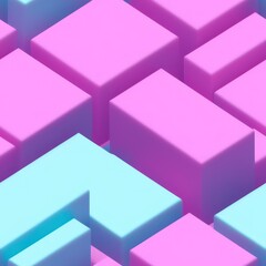 Sticker - Abstract 3D isometric cube pattern background with a pastel color palette, generative ai