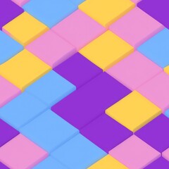 Sticker - Abstract 3D isometric cube pattern background with a pastel color palette, generative ai