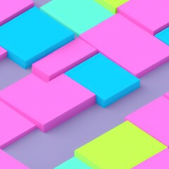 Wall Mural - Abstract 3D isometric cube pattern background with a pastel color palette, generative ai