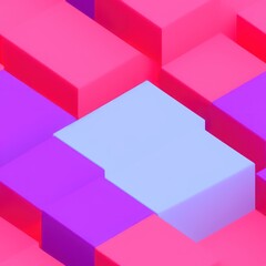 Sticker - Abstract 3D isometric cube pattern background with a pastel color palette, generative ai