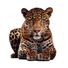 Wall Mural - Jaguar, Panther, front view, isolated on white