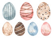 Watercolor Easter eggs for the holiday, colored. Happy easter, greeting card design