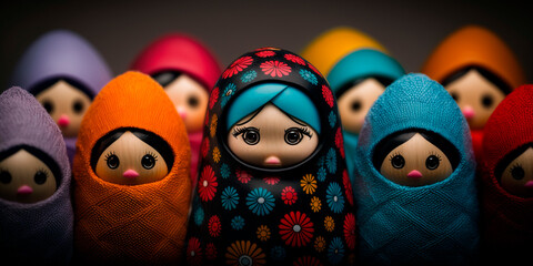 Vibrant Matryoshkas, Traditional Russian Nesting Dolls