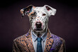 Portrait of a Dog Dressed in a Colorful Suit, Creative Stock Image of Animals in Suit. Generative AI