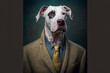 Portrait of a Dog Dressed in a Suit, Creative Stock Image of Animals in Suit. Generative AI
