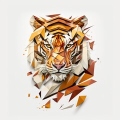 Wall Mural - Beautiful abstract tiger portrait on white background