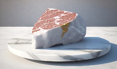 Sticker -  a piece of meat sitting on top of a white plate.  generative ai